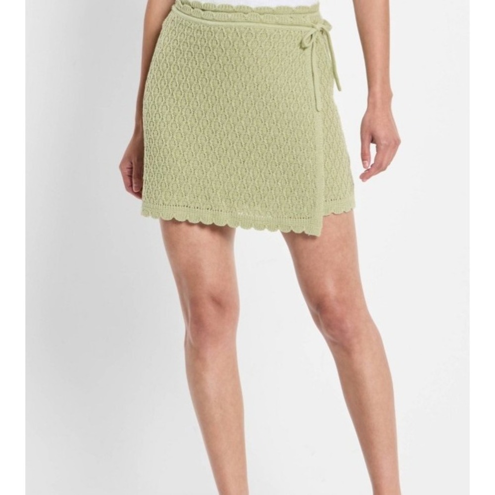Women's High-Rise Sweater Wrap Mini Skirt - Future Collective Sage Green L